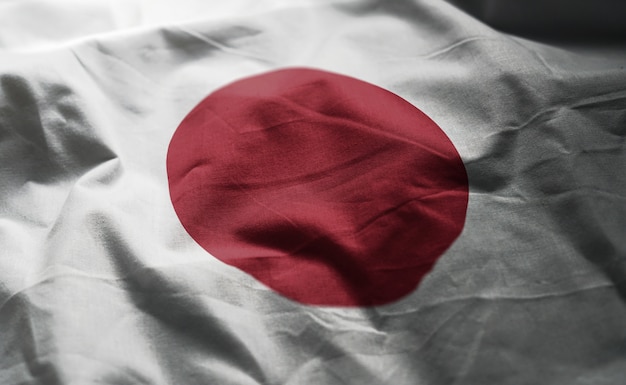 Vlag van Japan verkreukeld dicht omhoog