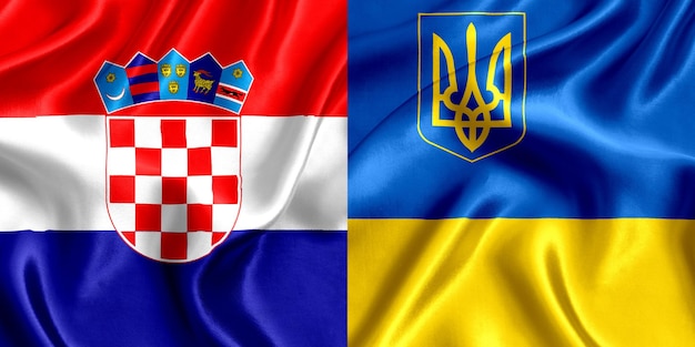 Vlag van Kroatië en Oekraïne