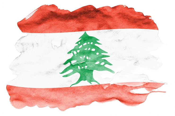 Foto vlag van libanon wordt afgebeeld in vloeibare aquarelstijl geïsoleerd op wit