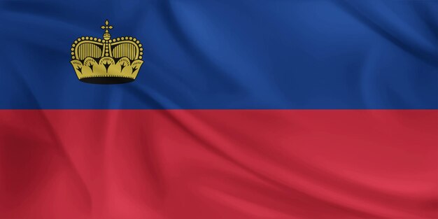 Vlag van Liechtenstein Wind zwaait van dichtbij
