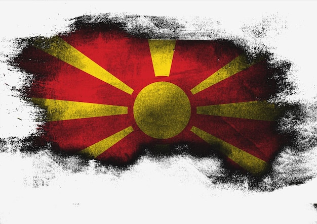 Foto vlag van macedonië geschilderd met penseel