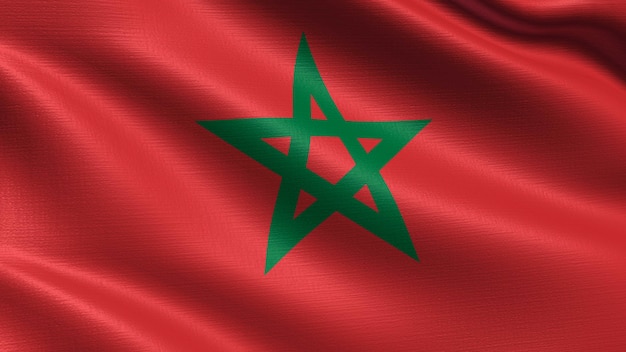Vlag van Marokko, met golvende stof textuur