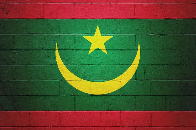 Vlag van Mauritanië geschilderd op een muur