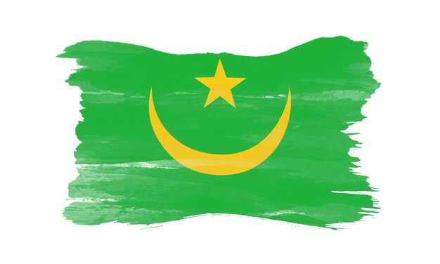 Vlag van Mauritanië met penseelstreek nationale vlag