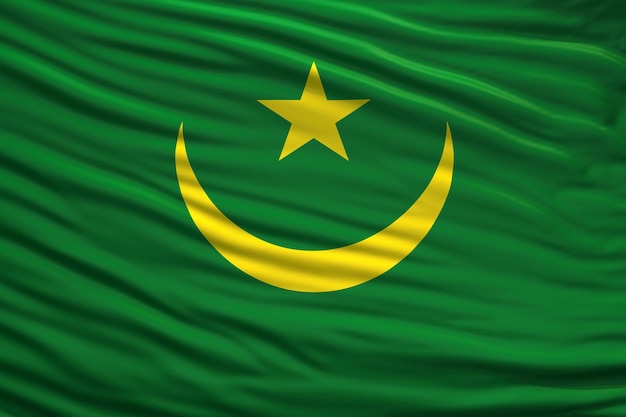 Vlag van Mauritanië zwaaiend