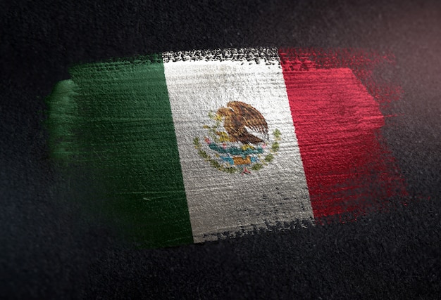 Vlag van Mexico gemaakt van metalen borstel verf op Grunge donkere muur