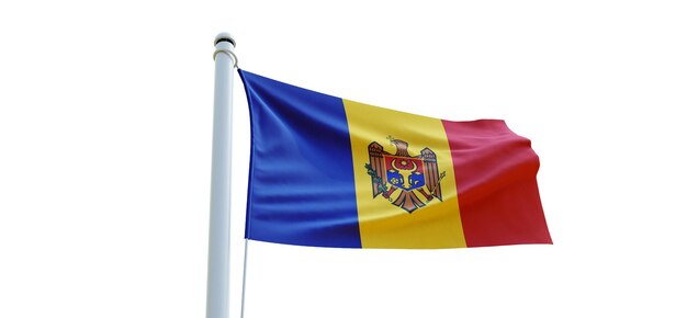 Vlag van Moldavië 3d Vlag op een witte achtergrond