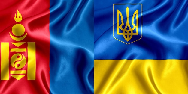 Vlag van Mongolië en Oekraïne