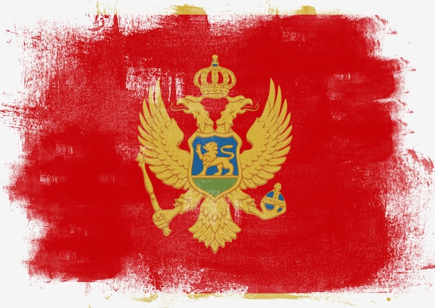 Vlag van Montenegro geschilderd met penseel