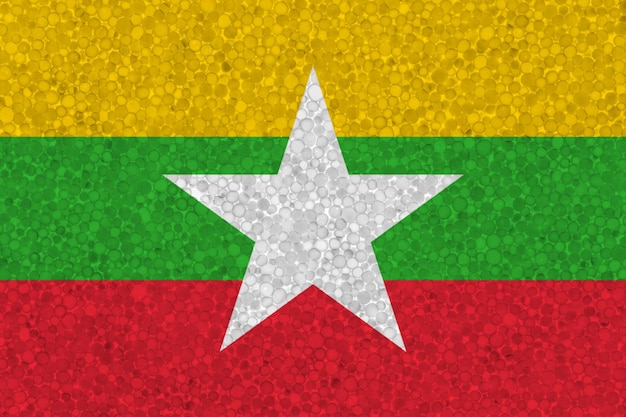 Vlag van Myanmar op piepschuimtextuur