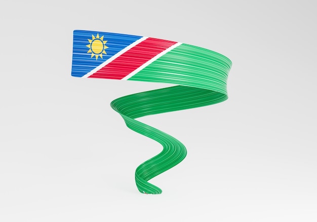 Vlag van Namibië 3d illustratie op een witte achtergrond