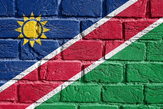 Vlag van Namibië aan de muur