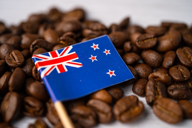Vlag van Nieuw-Zeeland op koffiebonen.