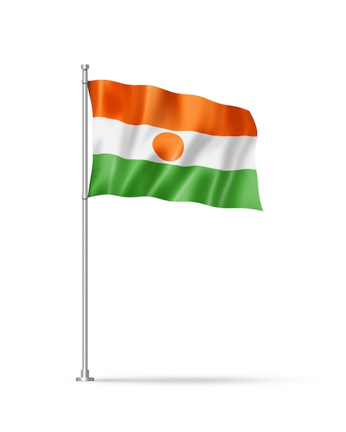 Vlag van Niger geïsoleerd op wit