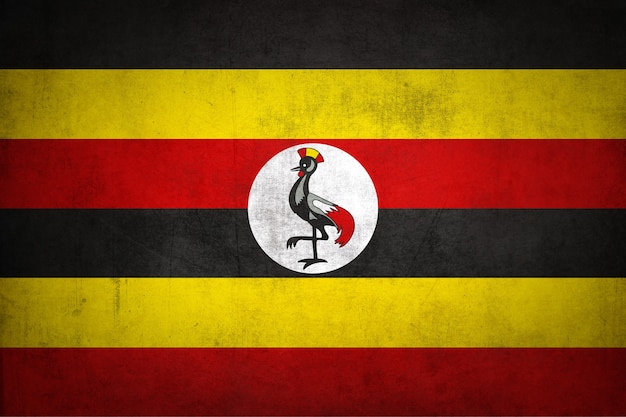 Vlag van Oeganda met grungetextuur.