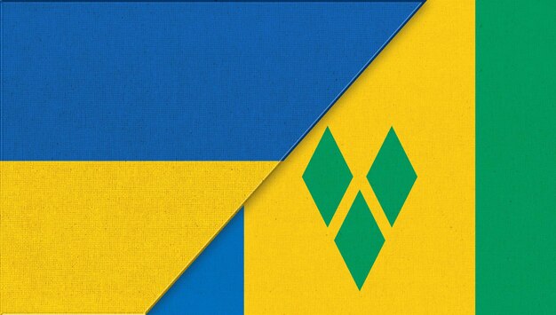 Vlag van Oekraïne en Saint Vincent en de Grenadines 3D illustratie