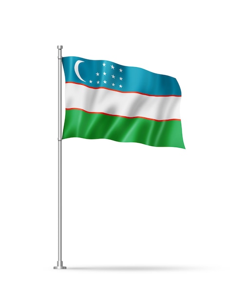 Vlag van Oezbekistan geïsoleerd op wit