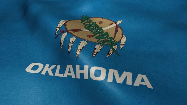 Vlag van Oklahoma video wappert in de wind.