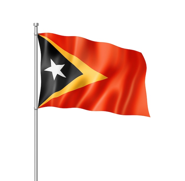 Vlag van Oost-Timor driedimensionale render geïsoleerd op wit