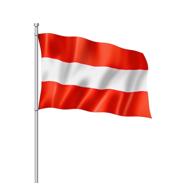 Vlag van Oostenrijk, driedimensionaal renderen, geïsoleerd op wit