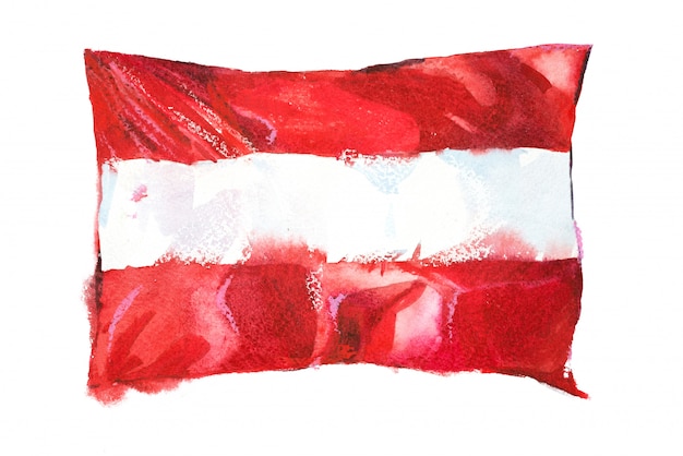 Vlag van Oostenrijk geschilderd in aquarellen