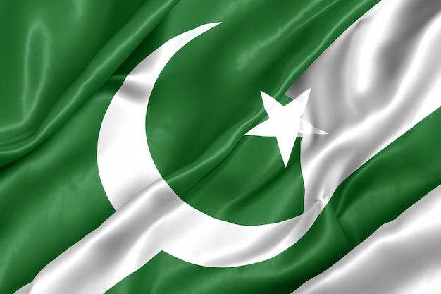 Foto vlag van pakistan met geïsoleerde achtergrond met kleurovergang
