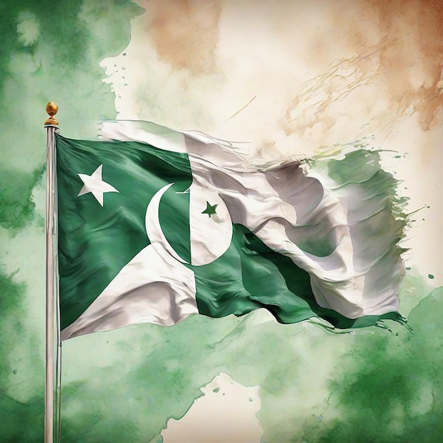 Vlag van Pakistan met splashes op witte achtergrond Vector illustratie 8k afbeelding