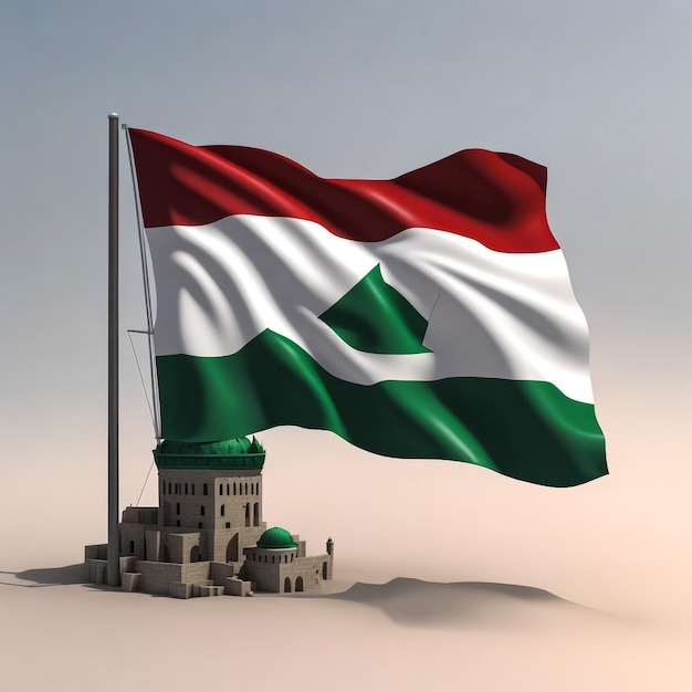 Vlag van Palestina 3D-animatiestijl