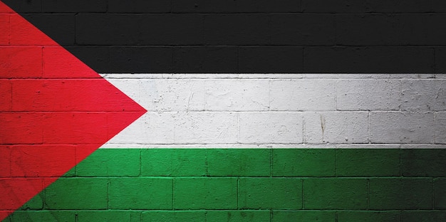 Vlag van Palestina geschilderd op een muur