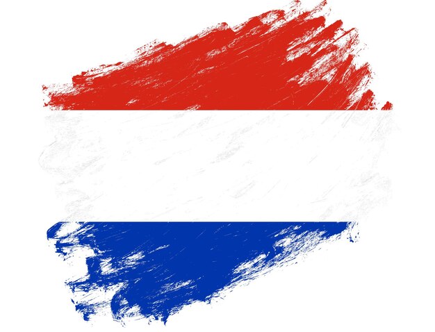 Vlag van Paraguay geschilderd op een grunge penseelstreek witte achtergrond