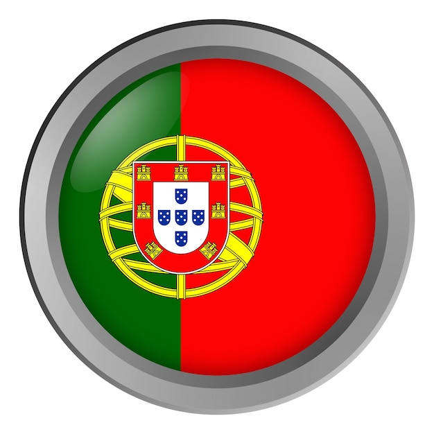 Vlag van Portugal rond als knop