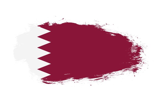 Vlag van qatar op witte streekpenseelachtergrond