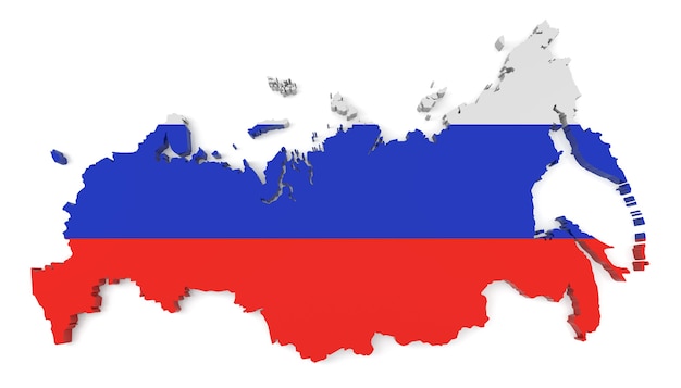 Vlag van Rusland op de kaart van het land