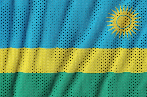 Vlag van Rwanda gedrukt op een polyester nylon sportkledingweefsel