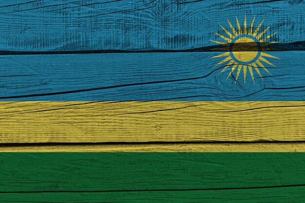 Vlag van Rwanda geschilderd op oude houten plank