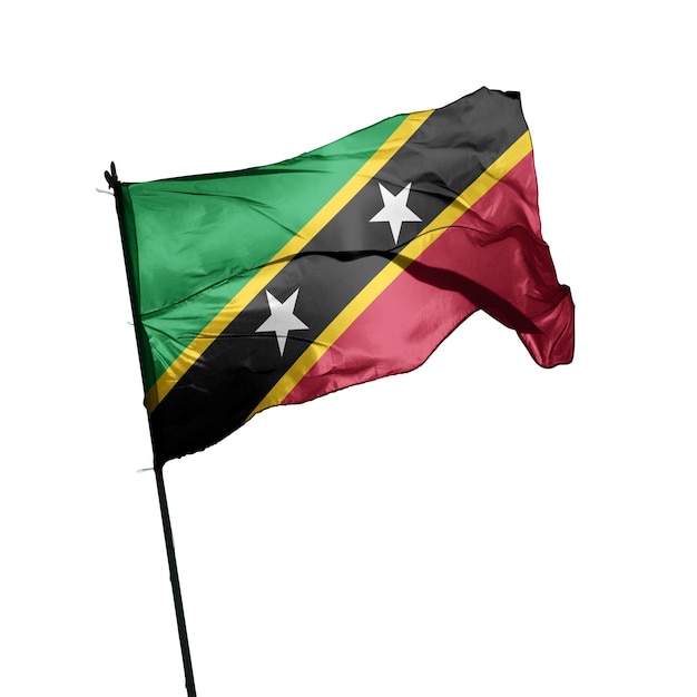 vlag van Saint Kitts en Nevis op witte achtergrond