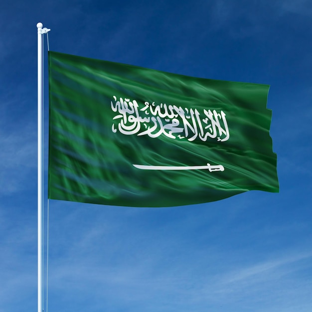 Vlag van Saoedi-Arabië op vlaggenmast