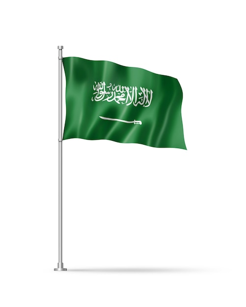 Vlag van Saoedi-Arabië op wit wordt geïsoleerd