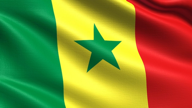 Vlag van Senegal, met golvende stof textuur