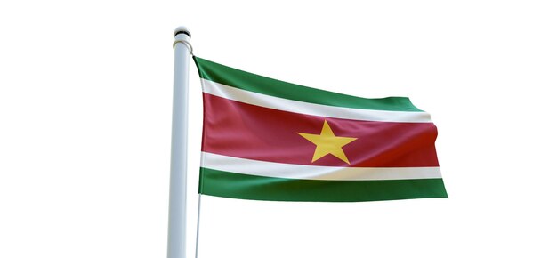 Vlag van suriname 3d Vlag op een witte achtergrond