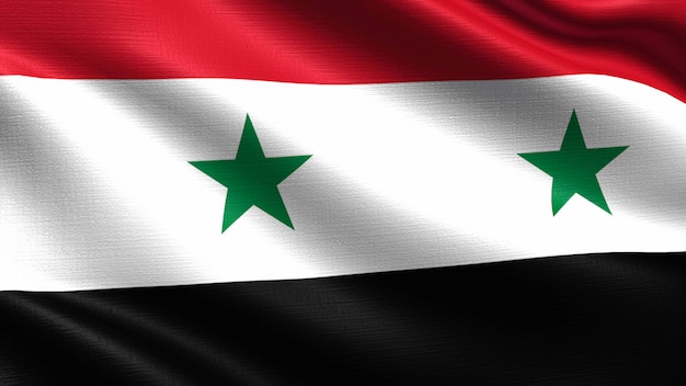 Vlag van Syrië, met wuivende stof textuur