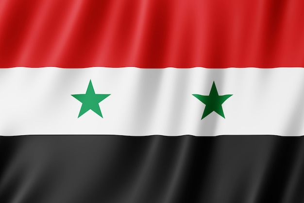 Vlag van syrië zwaaien in de wind.