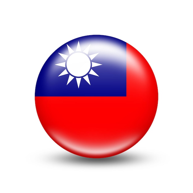 Vlag van Taiwan land in bol met witte schaduw - illustratie