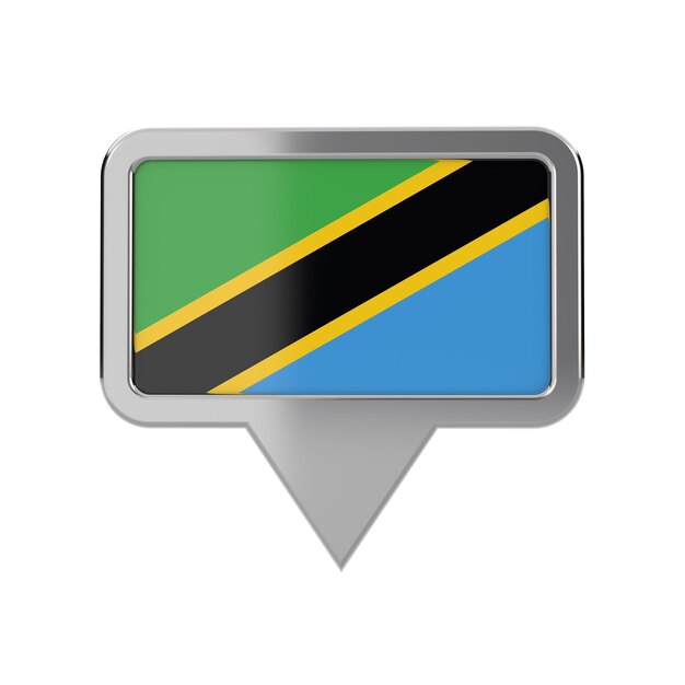 Vlag van Tanzania locatiemarkeringspictogram 3D-rendering