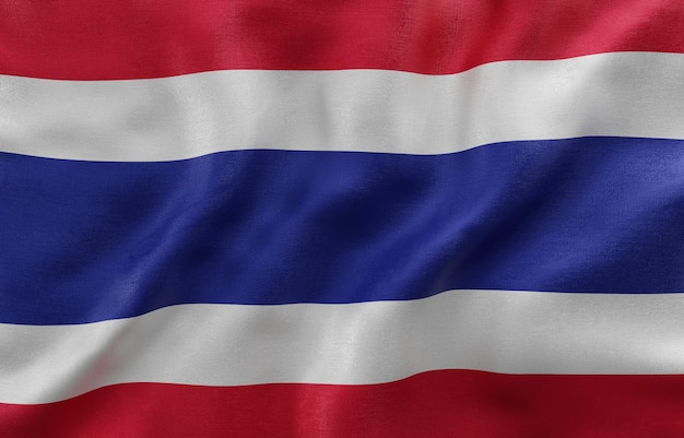 Foto vlag van thailand achtergrond closeup wapperende vlag 3d-rendering