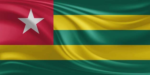 Vlag van Togo die door de wind wordt geschud