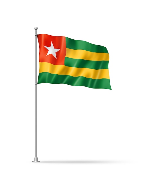 Vlag van Togo geïsoleerd op wit