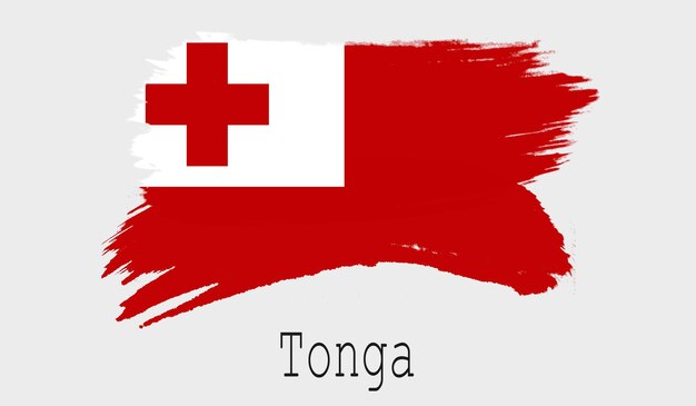 Vlag van Tonga op witte achtergrond