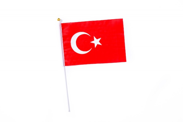 Foto vlag van turkije geïsoleerd op een witte achtergrond