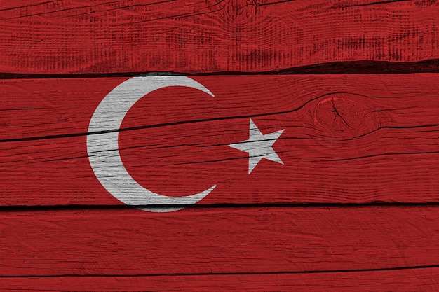 Vlag van Turkije geschilderd op oude houten plank